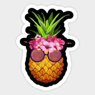 Pineapple Sunglasses Hawaiian Aloha Beach Painting Sticker